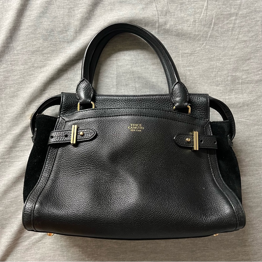 Vince Camuto Black and Gold Satchel handbag - Business Casual Purse